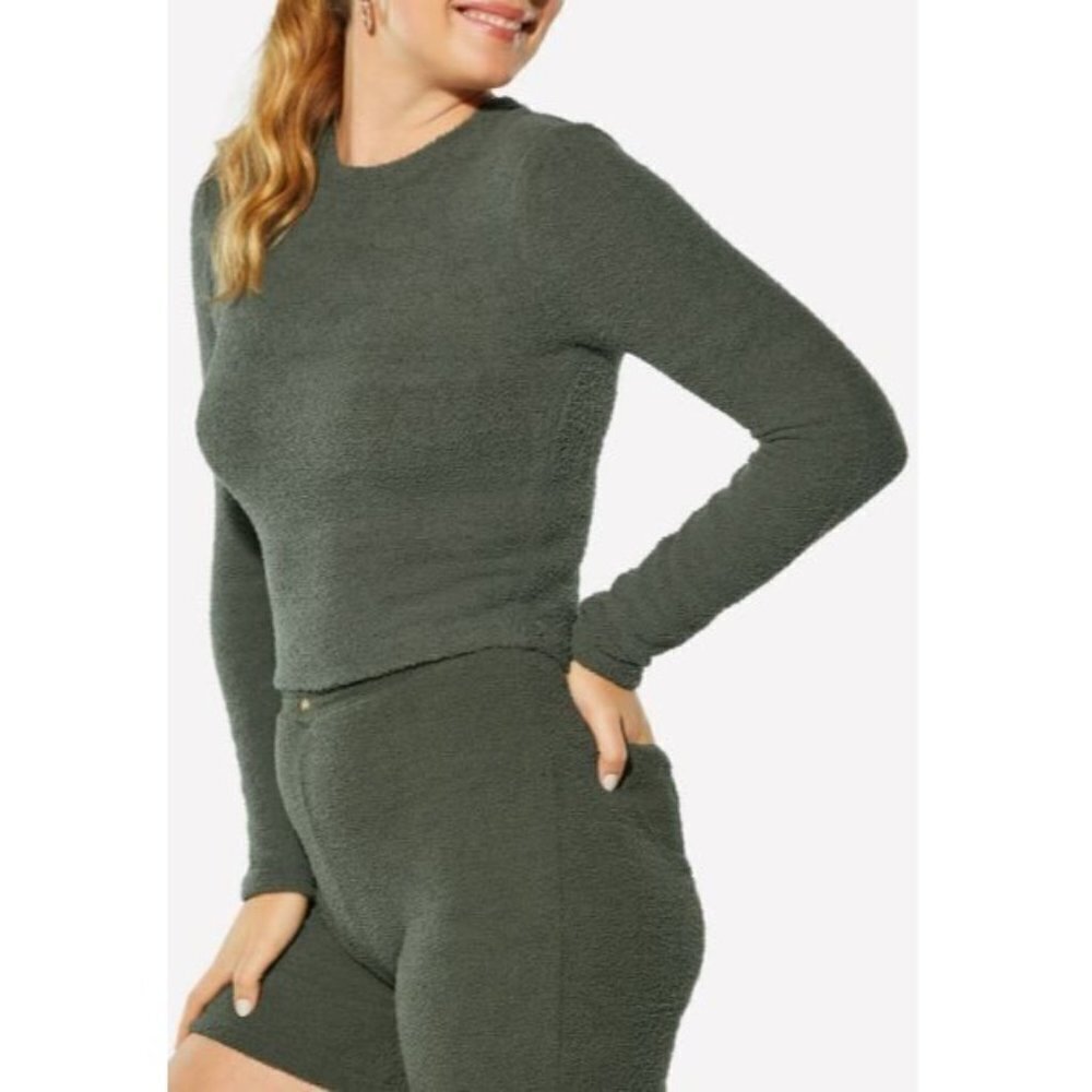 Yitty Pet Me Long Sleeve Crew Neck Top Womens Size 2X NWT Fleece Loungerwear